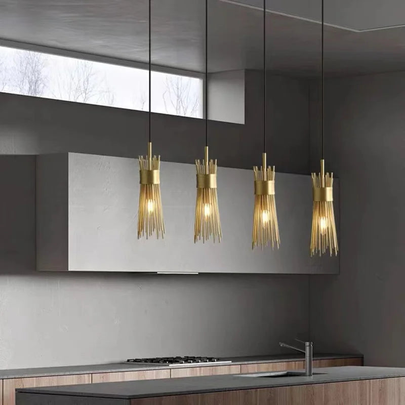 lustre en cuivre plein led décoratif pour maison créatif - vue 3 sur 16