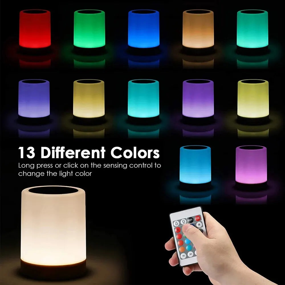 Touch Bedside Light, Bedroom Night Light, Dimmable Desk Light, Remote Control 13 Color Changing Light, Timed Shutdown, USB Charg - vue 3 sur 6