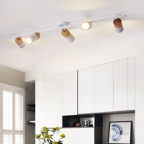 lustre à bande led nordique avec spots décoratifs pour intérieur - vue 2 sur 14