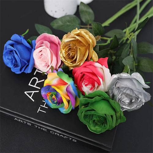 fleurs de roses artificielles en soie pour décorations romantiques - vue 2 sur 13