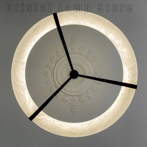 Plafond nordique Led Source de lumière suspension de luxe moderne grand anneau d'albâtre lustre éclairage pour Restaurant salon - vue 6 sur 6