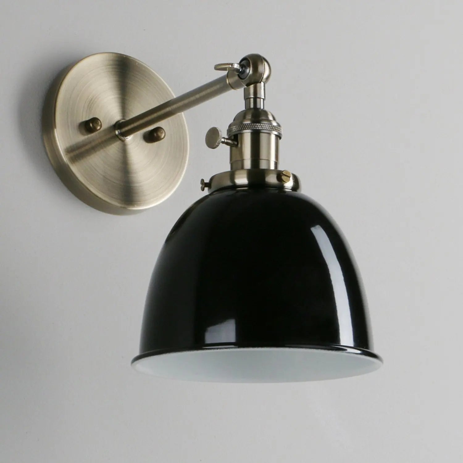 Iron wall lamp, Edison antique wall lamp, semi-circular corridor, staircase, living room, bedroom LED light, black and white - vue 3 sur 7