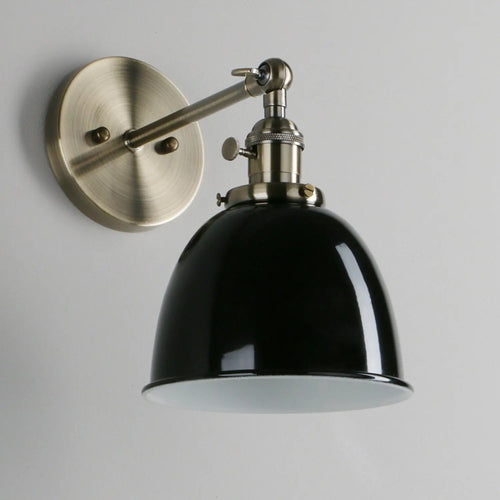 Iron wall lamp, Edison antique wall lamp, semi-circular corridor, staircase, living room, bedroom LED light, black and white - vue 4 sur 7