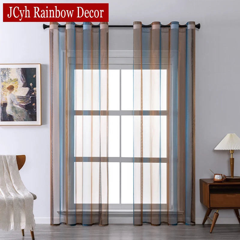 Voilage en tulle brodé moderne pour salon chambre - vue 1 sur 9