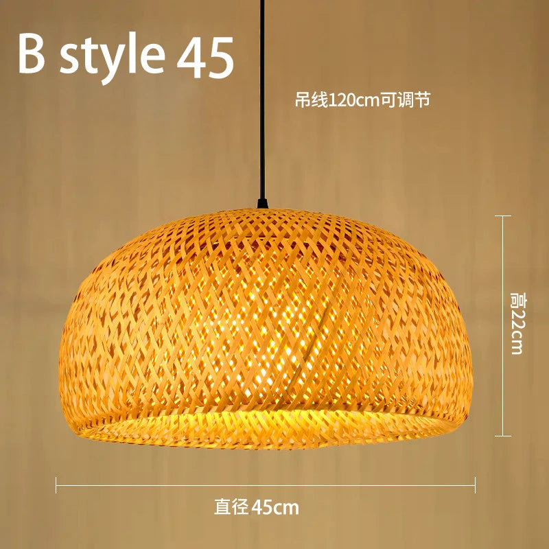 lustre style chinois fait main en bambou tissage pastoral vintage - vue 22 sur 30