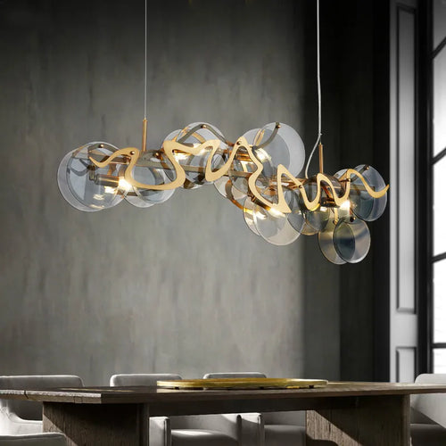 Suspension en verre et métal doré E14 - vue 3 sur 12