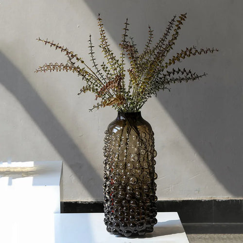 vase en verre transparent à pois noirs pour décoration et arrangements floraux - vue 2 sur 8