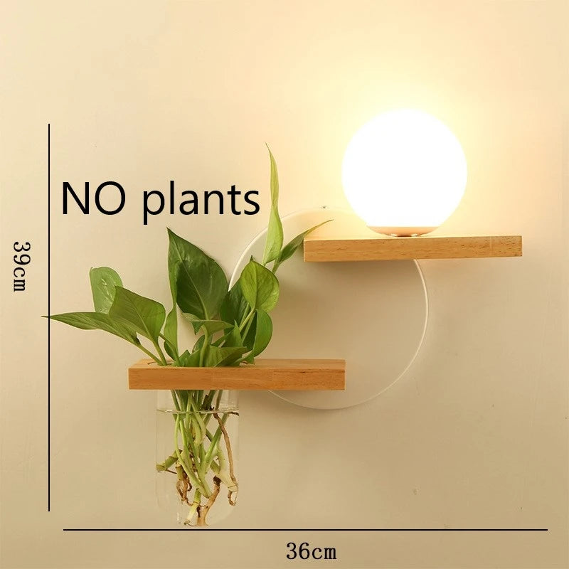 applique murale led en bois avec pot de plante nordique - vue 8 sur 23