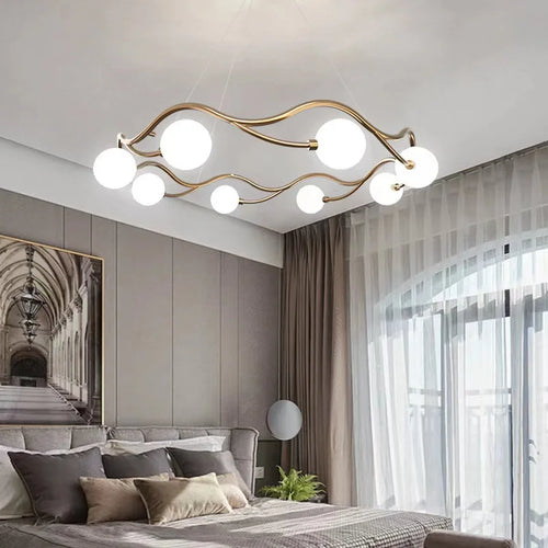 Luxe Or LED Lustre Maison Enfants Salon Salle à manger Chambre Restaurant Suspension Intérieur Lampes Décoratives - vue 6 sur 8
