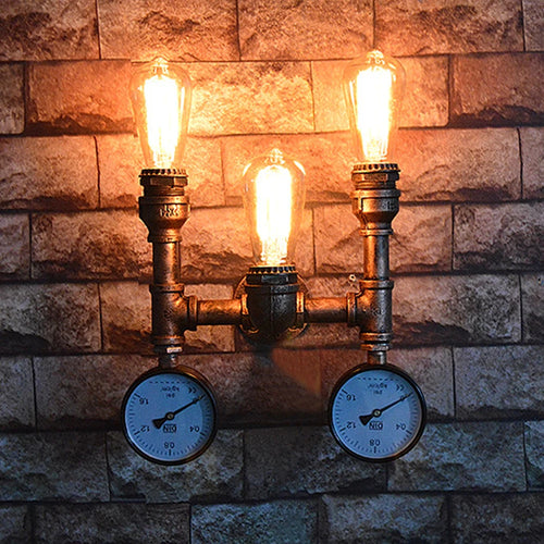 applique murale vintage steampunk en fer avec tuyau d'eau - vue 3 sur 10