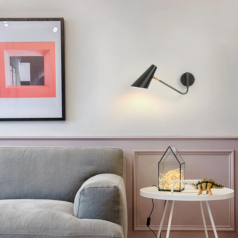 Applique murale rétro réglable interrupteur noir or led e27 - vue 4 sur 10