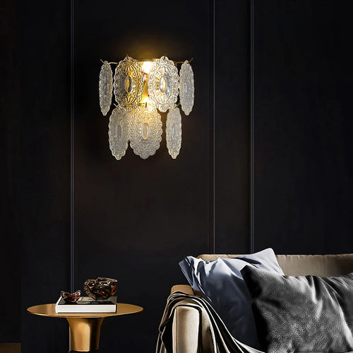 applique murale led en cristal doré à intensité variable - vue 3 sur 16