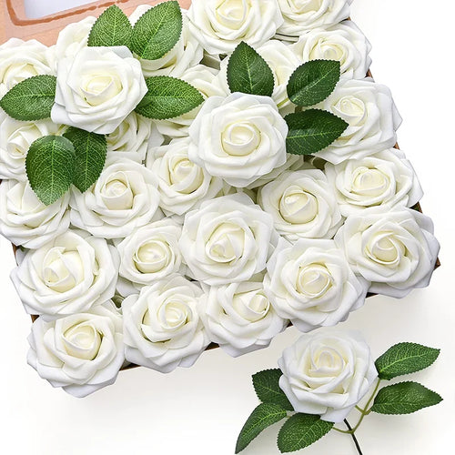 lot de 25 roses artificielles pour décorations de mariage et fêtes - vue 10 sur 11