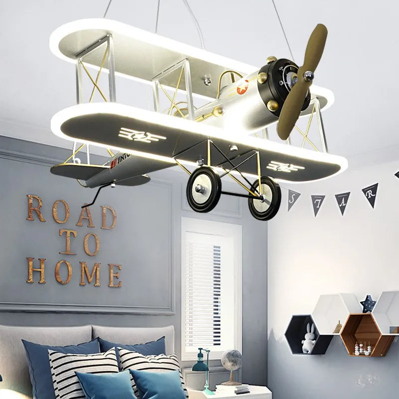 lustre créatif avion hélicoptère pour chambre enfant moderne - vue 4 sur 9