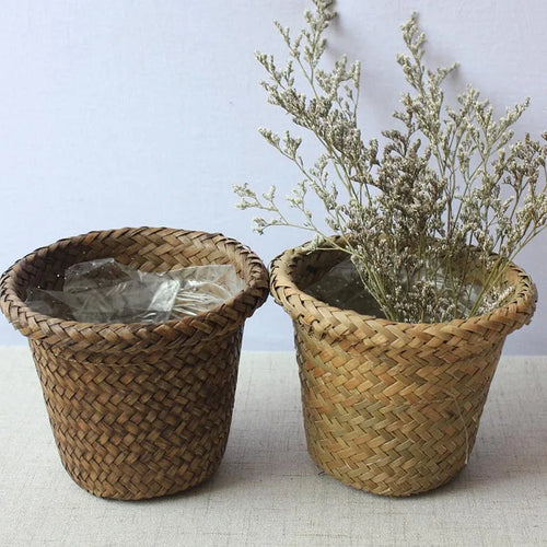 panier à fleurs en rotin fait main pour décoration murale et rangement - vue 2 sur 8
