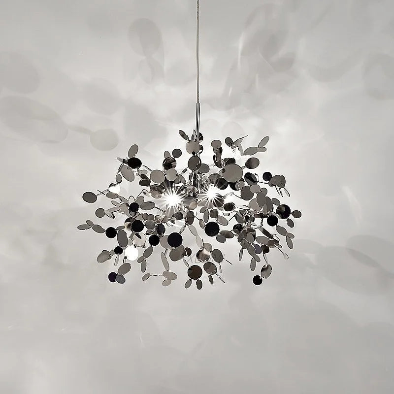 lustre moderne en acier inoxydable pour restaurant et boutique - vue 1 sur 24