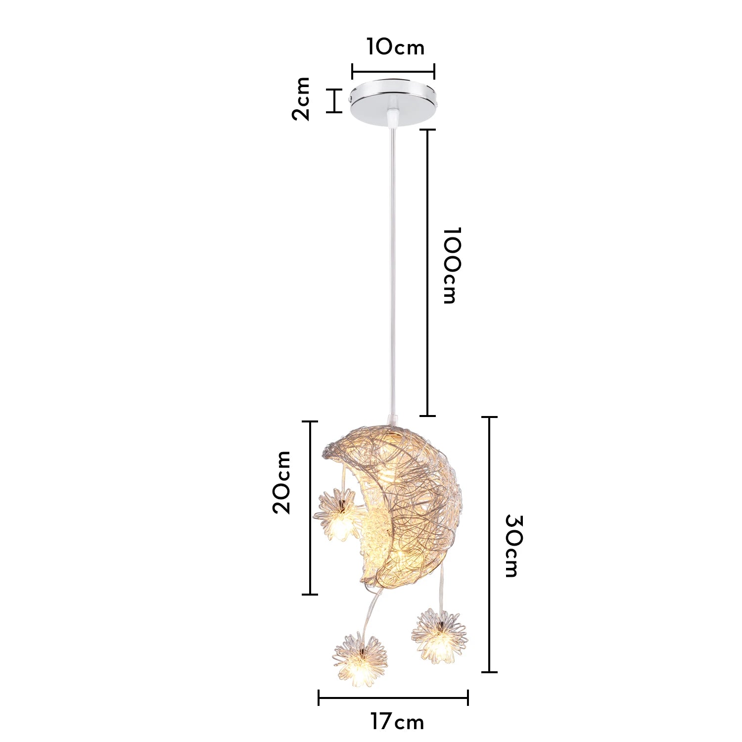 lustre led romantique moderne en forme de lune et étoile - vue 11 sur 14
