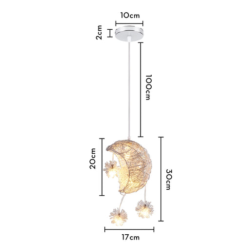 lustre led romantique moderne en forme de lune et étoile - vue 11 sur 14