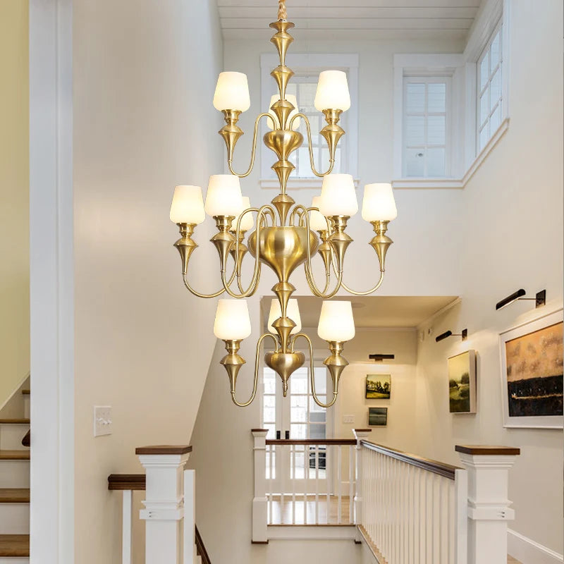 lustre à led en cuivre noir pour décoration d'hôtel élégant - vue 6 sur 22