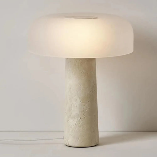 High Quality Cave Stone Desk Lamp White Glass Shade Table Light Fixture - vue 2 sur 7