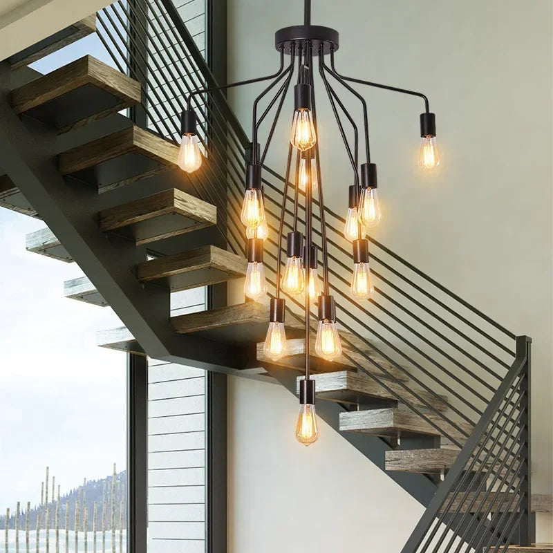lustre rétro en fer avec led pour décoration intérieure - vue 4 sur 8