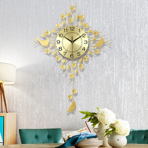 horloge murale à pendule design européen en métal unique - vue 3 sur 19