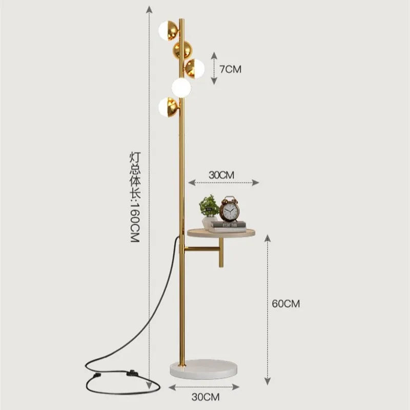 lampe de sol et table en bois avec chargement sans fil - vue 6 sur 8