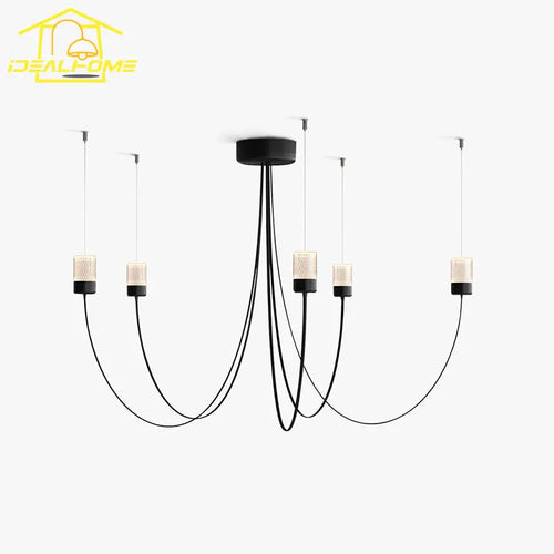 lustre minimaliste design éclairage led abat-jour en verre cristal - vue 2 sur 7