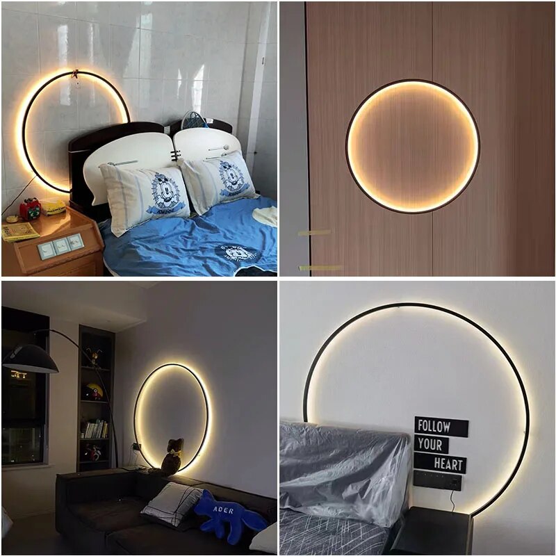 applique murale led lumières intérieur cercle fond décoration - vue 5 sur 23