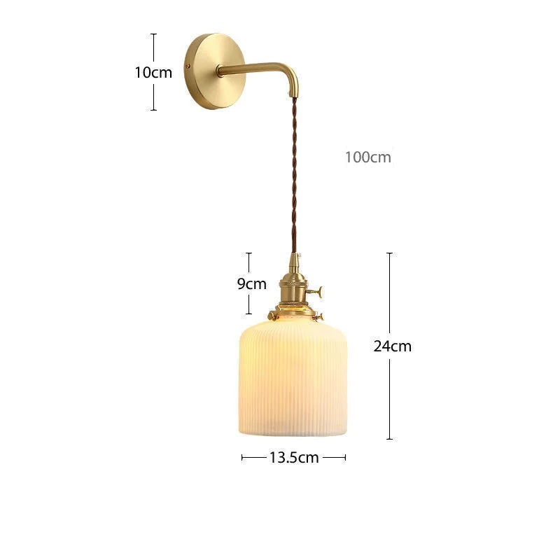 Applique murale dorée moderne céramique fil ajustable LED - vue 12 sur 23