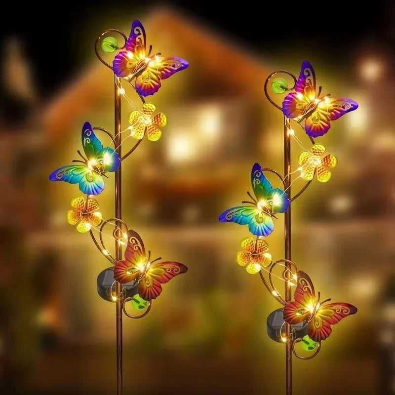 lampe solaire à led papillon décorative pour jardin extérieur - vue 2 sur 6