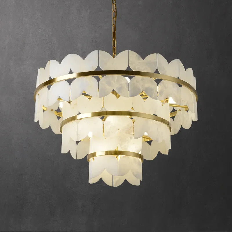 suspension en marbre naturel et cuivre design créatif minimaliste - vue 4 sur 9