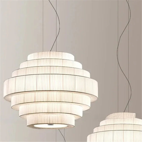 suspension lampe à boule en tissu nordique design artistique pour restaurants - vue 6 sur 11