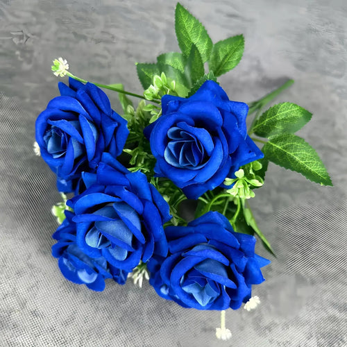 décoration mariage bouquet de roses artificielles en soie 7 têtes - vue 14 sur 14