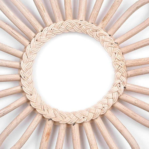miroir rond vintage en rotin style bohème chic - vue 4 sur 7