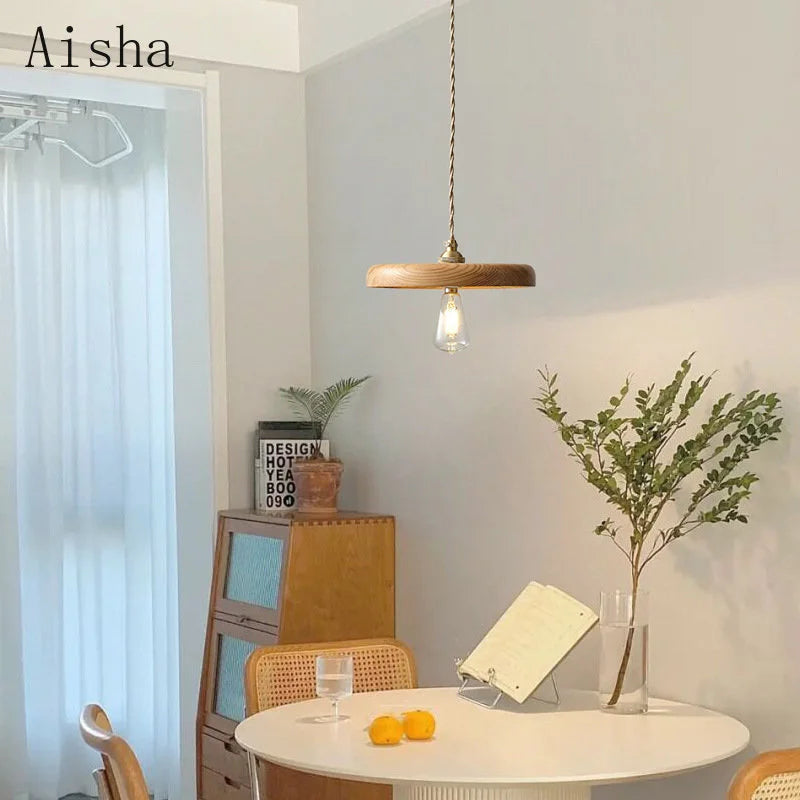 suspension vintage en bois massif pour un éclairage chaleureux intérieur - vue 5 sur 8