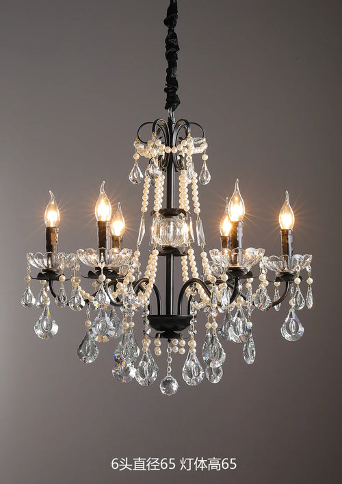 lustre moderne en cristal avec perles et éclairage led - vue 11 sur 10