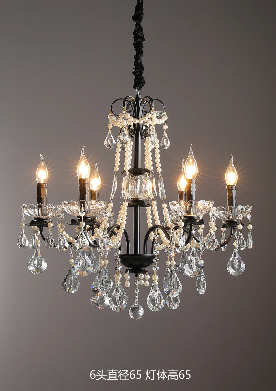 lustre moderne en cristal avec perles et éclairage led - vue 10 sur 10