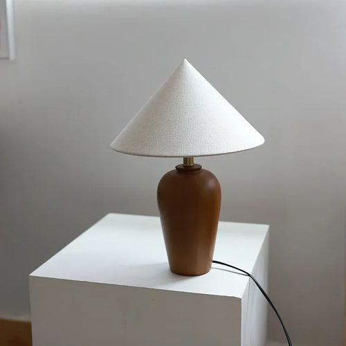 Vintage Table Lamp Desk Light with Wood Stand Fabric Shade - vue 2 sur 8