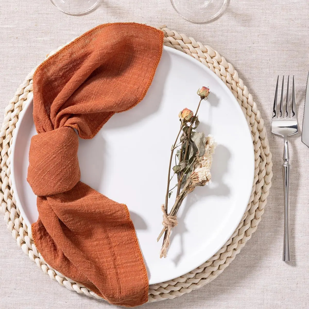 Serviette de table gaze de coton artisanal lot - vue 5 sur 6