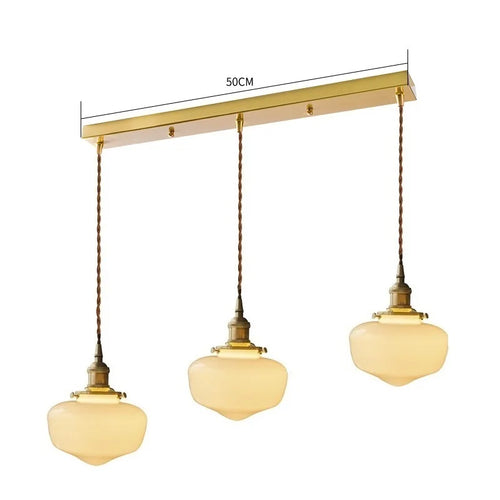 Suspension nordique moderne douille en cuivre abat-jour en verre blanc chambre salon suspension LED luminaires - vue 26 sur 30