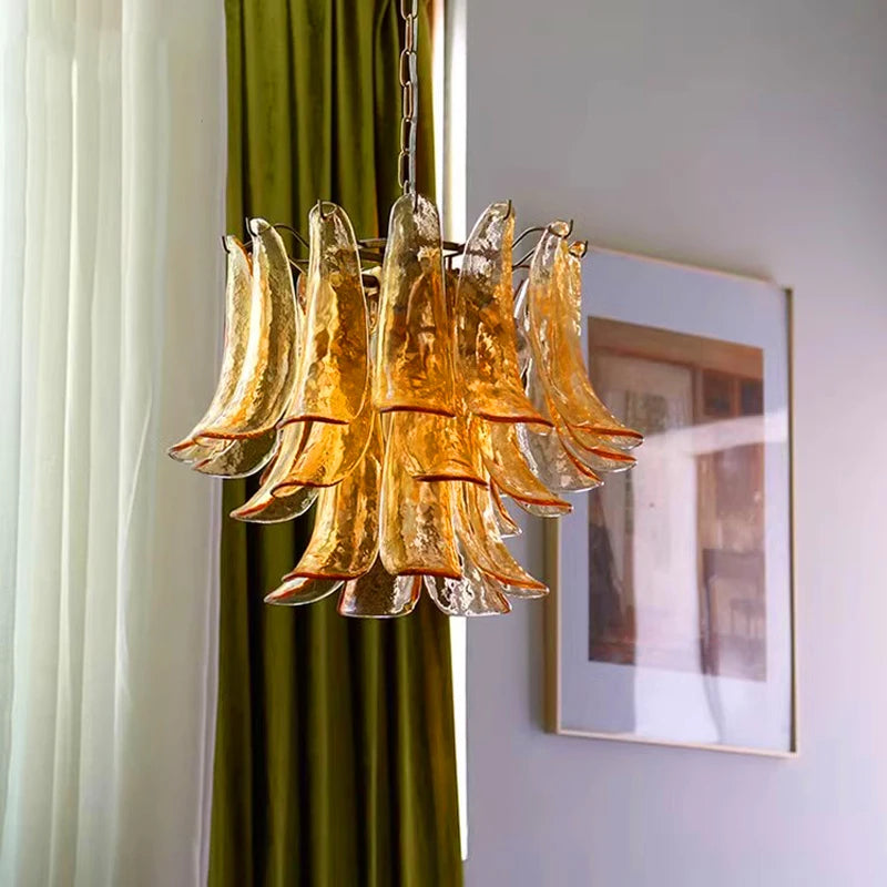AiPaiTe lustre en verre LED scandinave pour salon salle à manger chambre lustre en verre ambre vintage américain - vue 4 sur 14