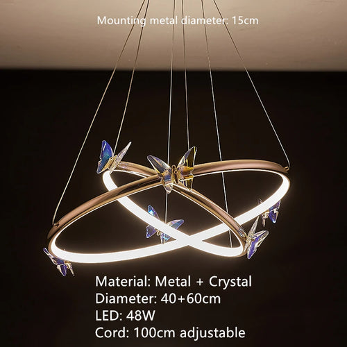 lustre led papillon avec cordon réglable pour décoration intérieure - vue 9 sur 20