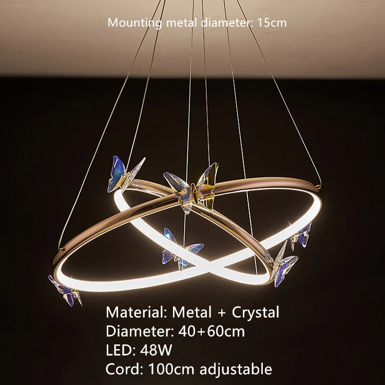 lustre led papillon avec cordon réglable pour décoration intérieure - vue 8 sur 20