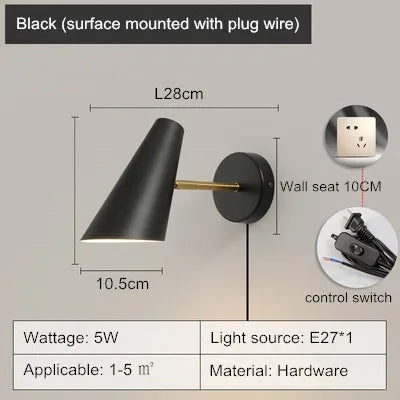 lampe de chevet nordique moderne avec interrupteur créatif et mobile - vue 8 sur 8
