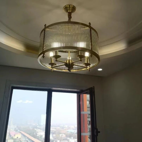 suspension vintage en verre et cuivre de haute qualité - vue 7 sur 6