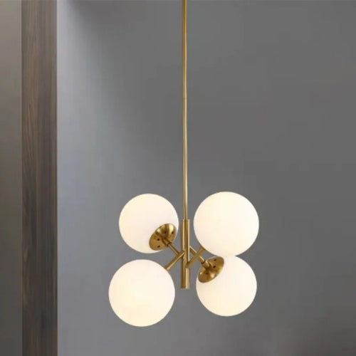lustre en verre laiteux style nordique pour décoration intérieure - vue 7 sur 10