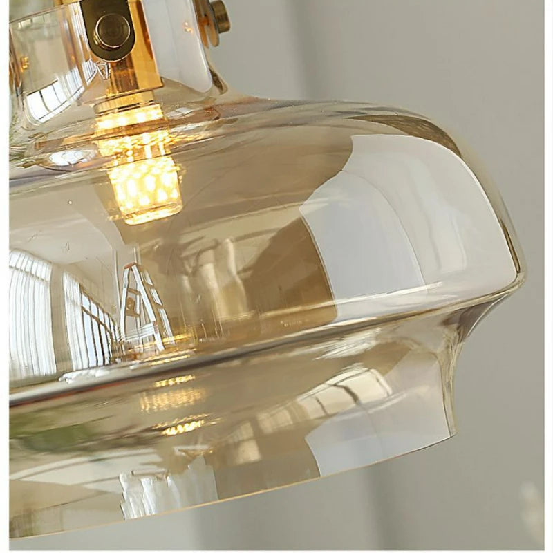 suspension en verre nordique leds décoration moderne - vue 6 sur 9