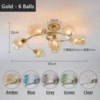 lustre moléculaire led en verre pour table à manger
