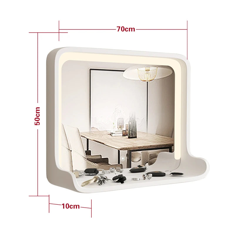miroir en bois massif avec éclairage led et fixation murale - vue 16 sur 29